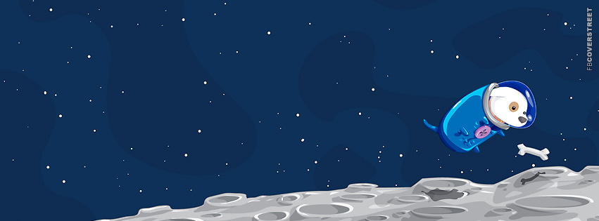 Doggie Floating In Space Cartoon  Facebook Cover