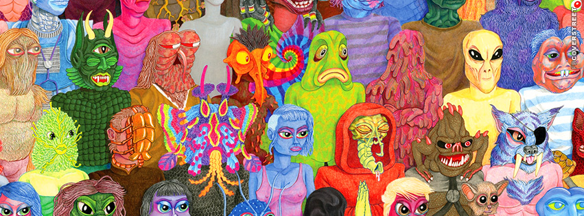 Hipster Alien Artwork  Facebook Cover