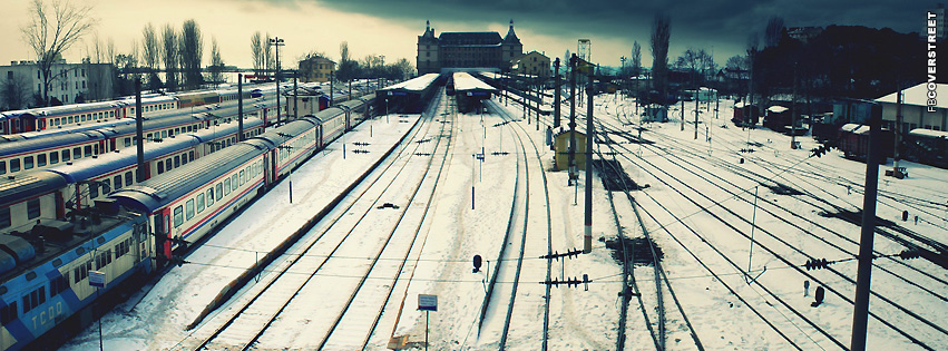 Snowy Train Station  Facebook Cover