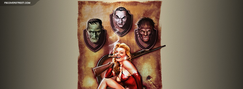 Marilyn Monroe Frankenstein Vampire Werewolf Mounted Wallpaper
