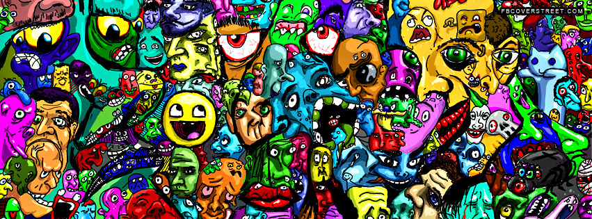 Crazy Cartoon Faces 2 Wallpaper