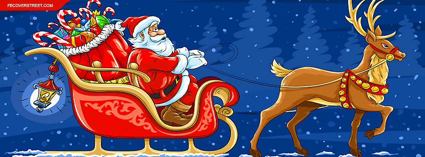 Reindeer Pulling Santa Claus Cartoon Wallpaper
