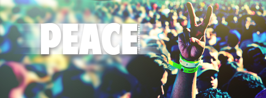Peace Hand Symbol In a Crowd Facebook Cover