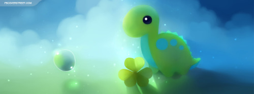 Cute Dinosaur With Clover Facebook Cover