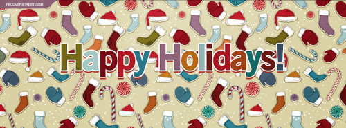 Happy Holidays Winter Clothing Assortment Facebook Cover