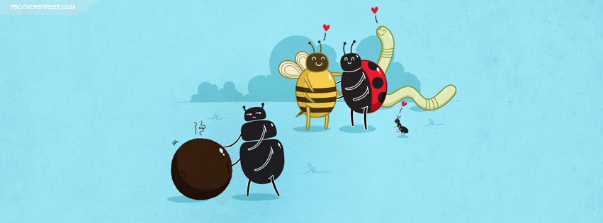 Bee Ladybug Worm Ant Dung Beetle Love Facebook cover