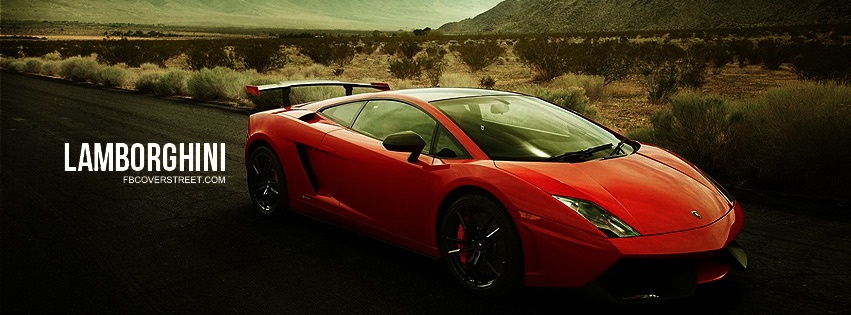 Red Lamborghini On A Desert Road Facebook cover