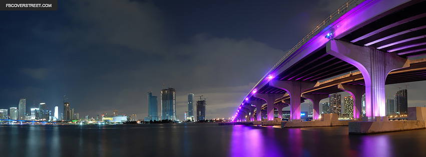 Miami Florida Purple Light Bridge Facebook Cover