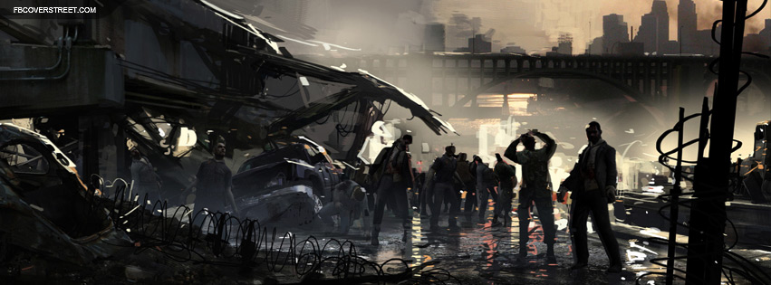 Destroyed Zombies City Art Facebook cover