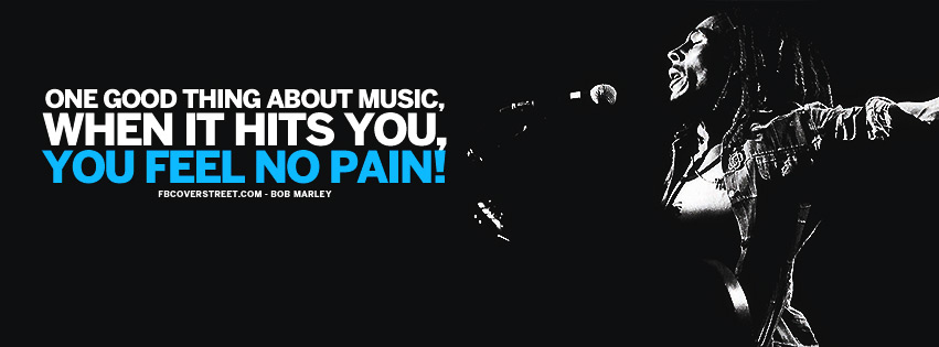 One Good Thing About Music Bob Marley Quote Blue Facebook Cover