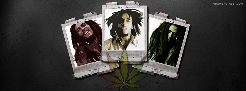 Bob Marley Pot Leaf Polaroids Facebook cover