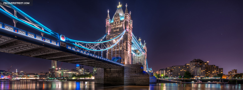 London England Lit Up Bridge Facebook cover