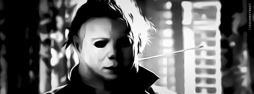 Halloween Michael Myers Black and White Mask Facebook cover