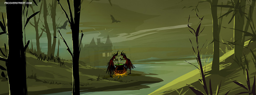 Witches Boiling Brew Swamp Scenery Facebook cover