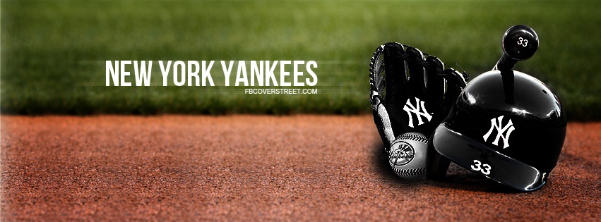 New York Yankees Hat Ball Bat And Glove Facebook Cover
