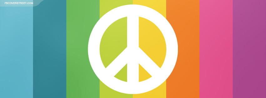 Pastel Rainbow Stripes and Peace Sign Facebook cover