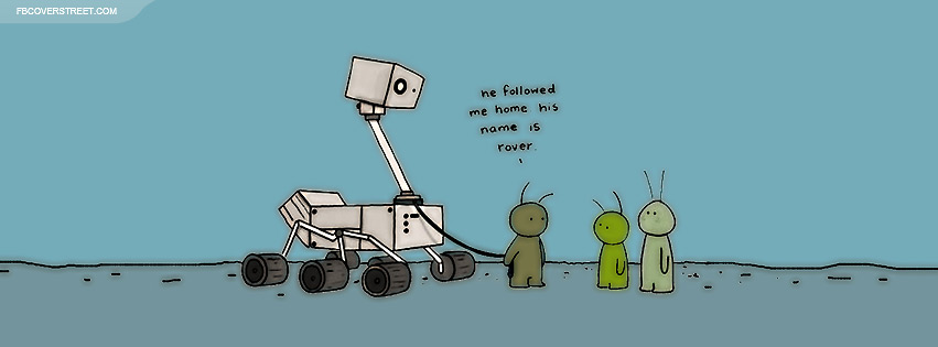 Cute Aliens and Mars Rover Facebook cover
