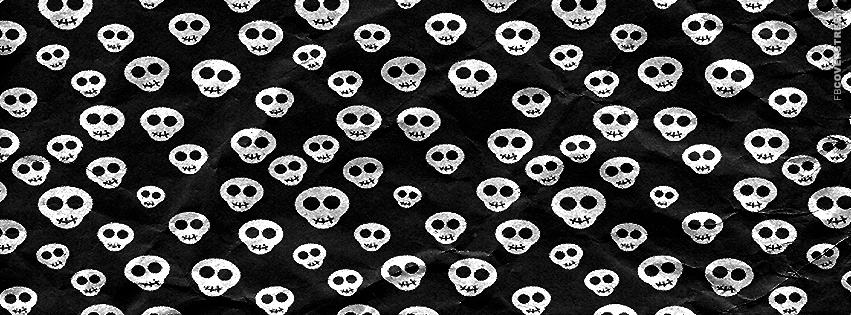 Cute White Skulls Pattern  Facebook Cover
