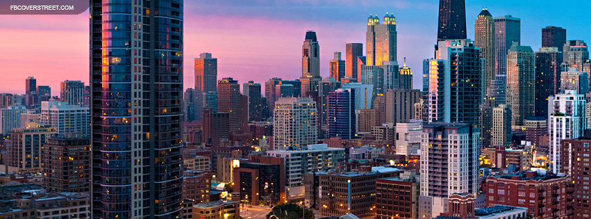 Chicago Pink Sunset Facebook Cover