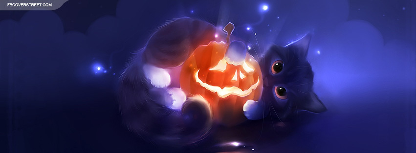 Cute Kitten and Jack OLantern Facebook cover