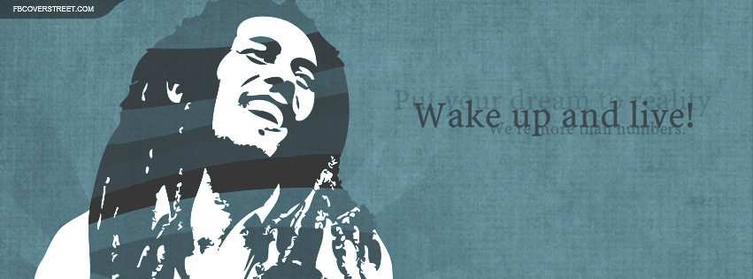 Bob Marley Wake Up And Live Quote Facebook cover