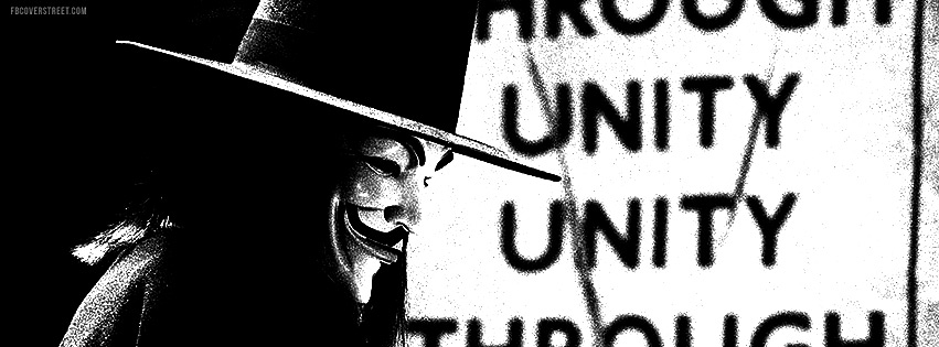 V For Vendetta Black and White Mask Facebook cover