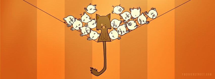 Cat And Birds On Wire Facebook cover