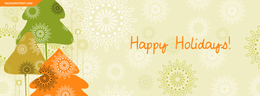 Happy Holidays Colorful Trees Facebook Cover