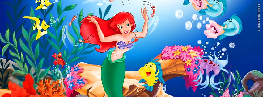 Arielle Little Mermaid With Fish Facebook Cover