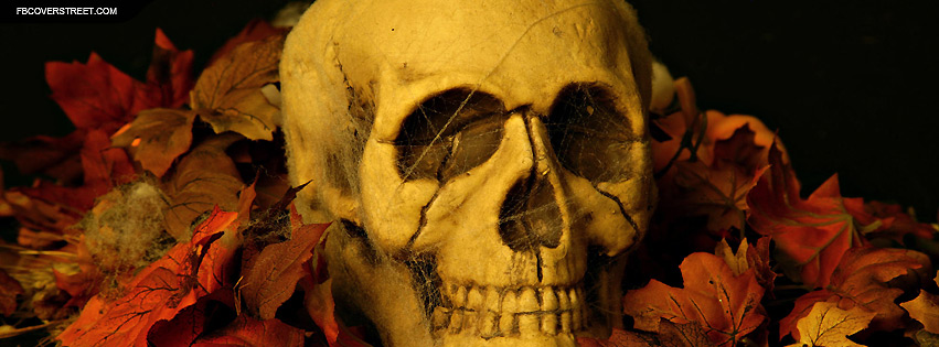Halloween Skull and Leaves Facebook cover