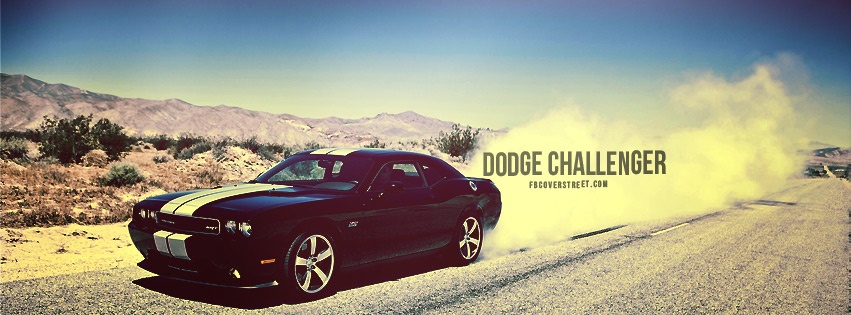 Black & White Striped Dodge Challenger Facebook Cover