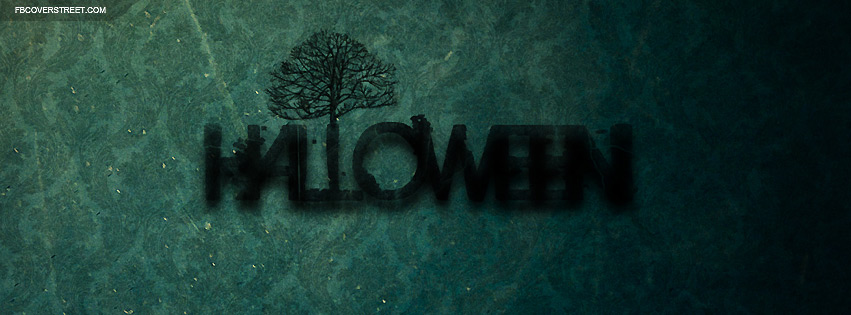 Dark Halloween Tree Text Facebook cover