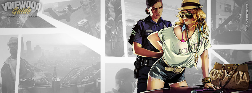 Grand Theft Auto V Cop Arresting Girl Facebook Cover