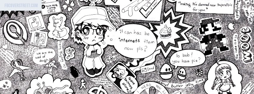 Cute Art Black and White Facebook cover
