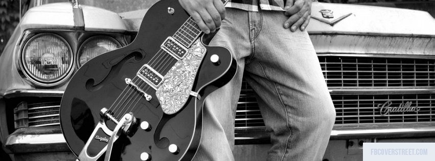 Guitar Black and White Facebook Cover