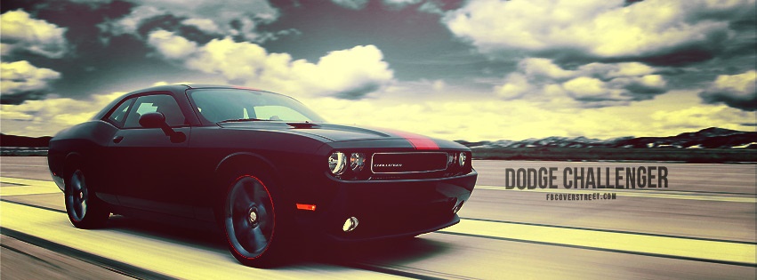 Black & Red Striped Dodge Challenger Facebook cover
