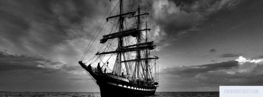 Ship Black and White Facebook cover