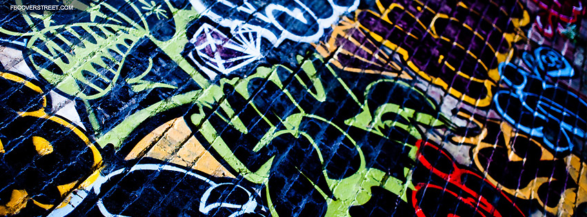 Colorful Graffiti Words Brick Wall Facebook Cover