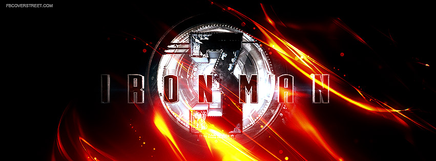 Iron Man 3 Abstract Red Glowing Logo Facebook Cover