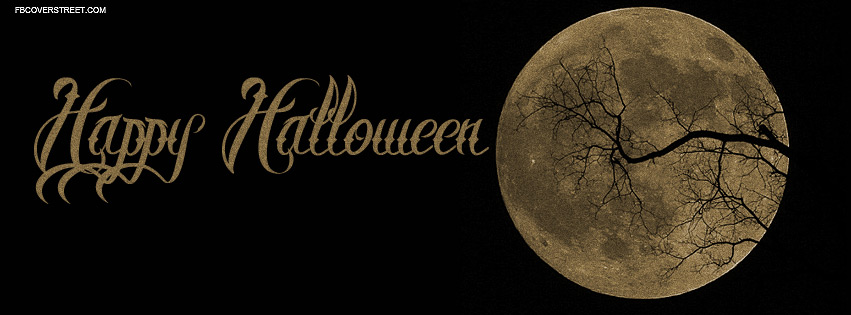 Happy Halloween Grungy Full Moon Facebook cover