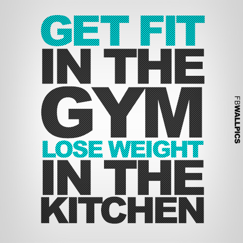 Get Fit In The Gym Lose Weight In The Kitched Healthy Fitness Quote Facebook picture