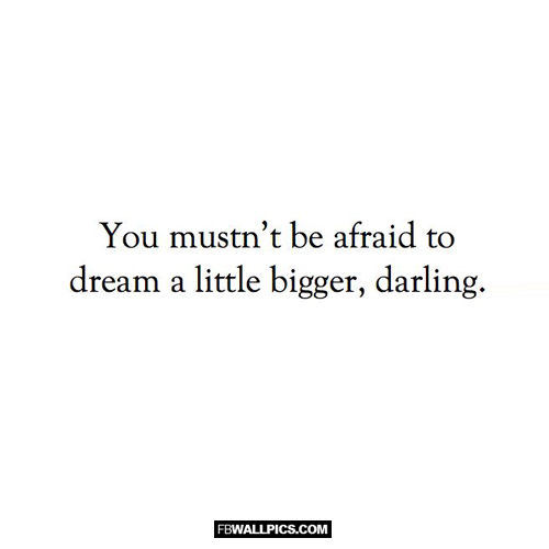 You Musnt Be Afraid To Dream A Little Bigger Darling  Facebook picture