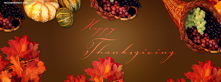 Happy Thanksgiving Fall Assortment Border Facebook cover