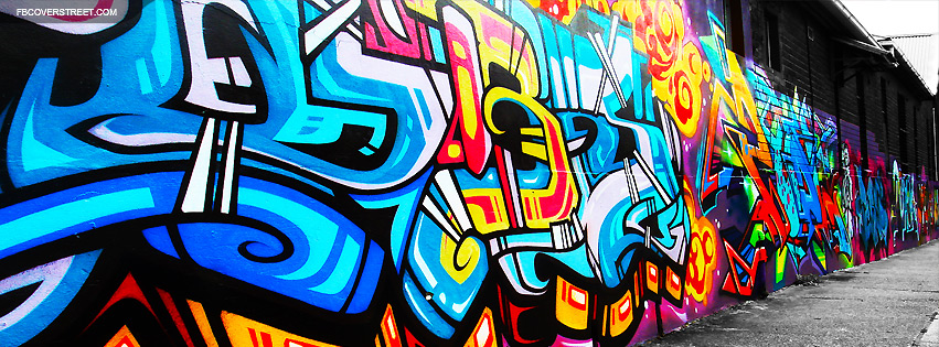 Vibrant Colored Graffiti Wall Facebook Cover