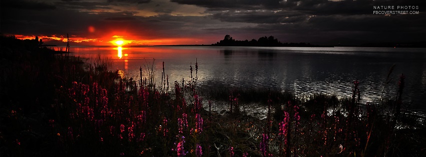 Dark Lake Sunset Facebook Cover