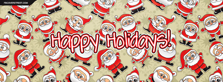 Happy Holidays Cute Santas Facebook cover