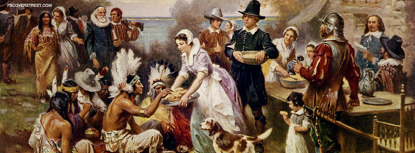 First Thanksgiving Dinner Painting Facebook cover