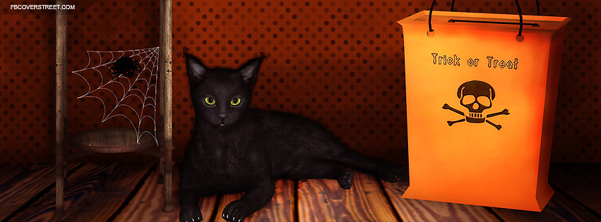 Black Cat Trick or Treat Candy Bag Facebook cover