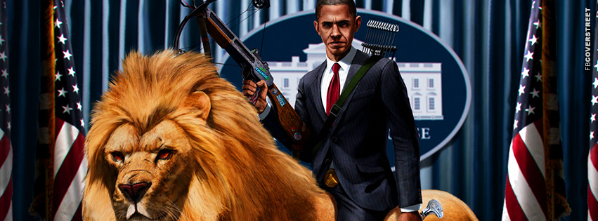 Obama Riding a Badass Lion  Facebook cover