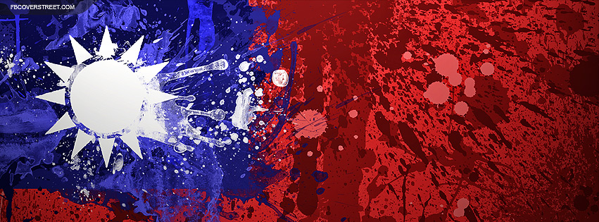 Taiwan Paint Splattered Flag Facebook Cover